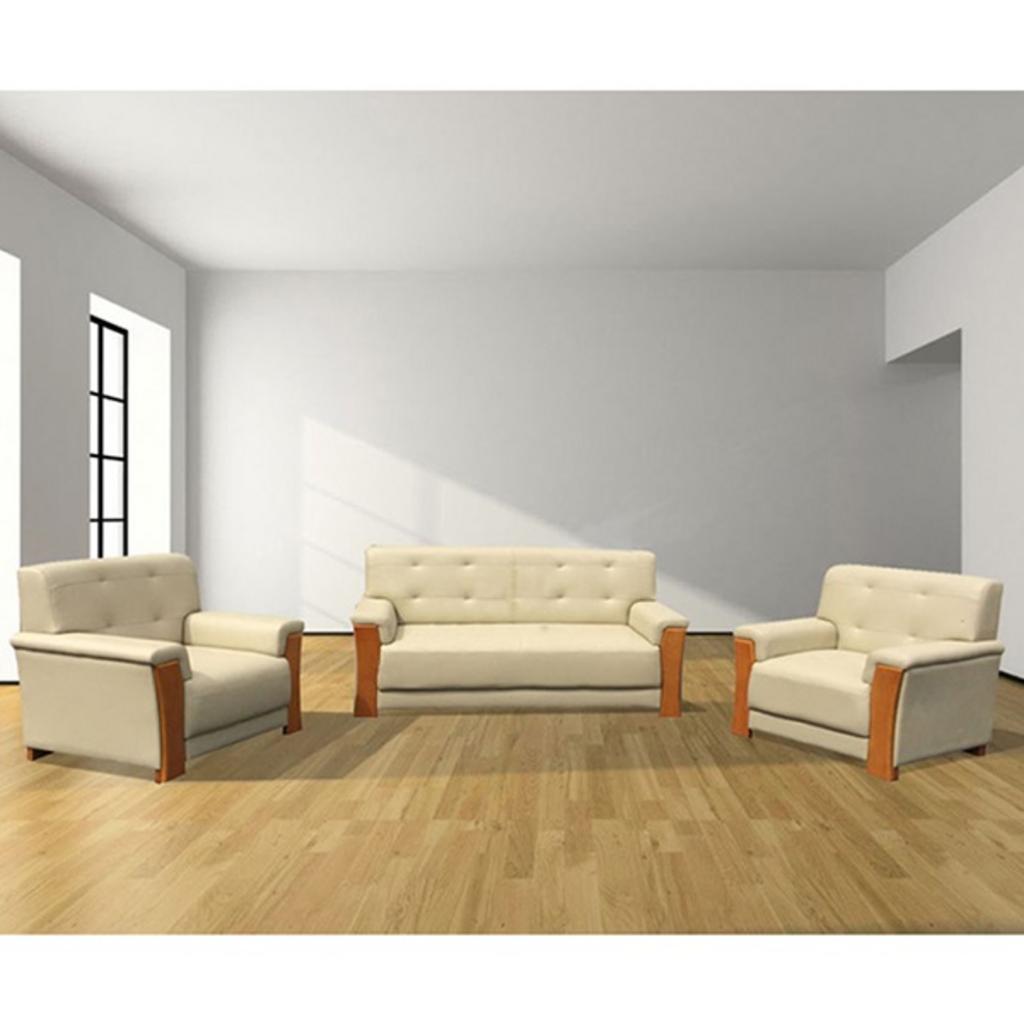 Bộ sofa văn phòng SF33 màu nâu bọc da và PVC thiết kế hiện đại sang trọng trong phòng làm việc văn phòng