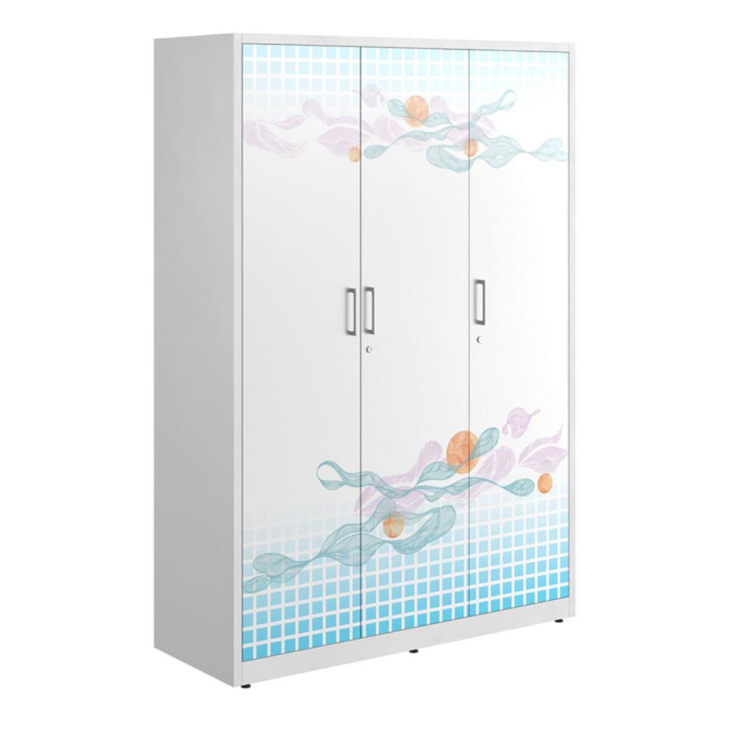 Tủ sắt quần áo TU15B2C3UV hiện đại 3 cánh mở màu trắng sắt bóng dễ trong phòng ngủ gia đình