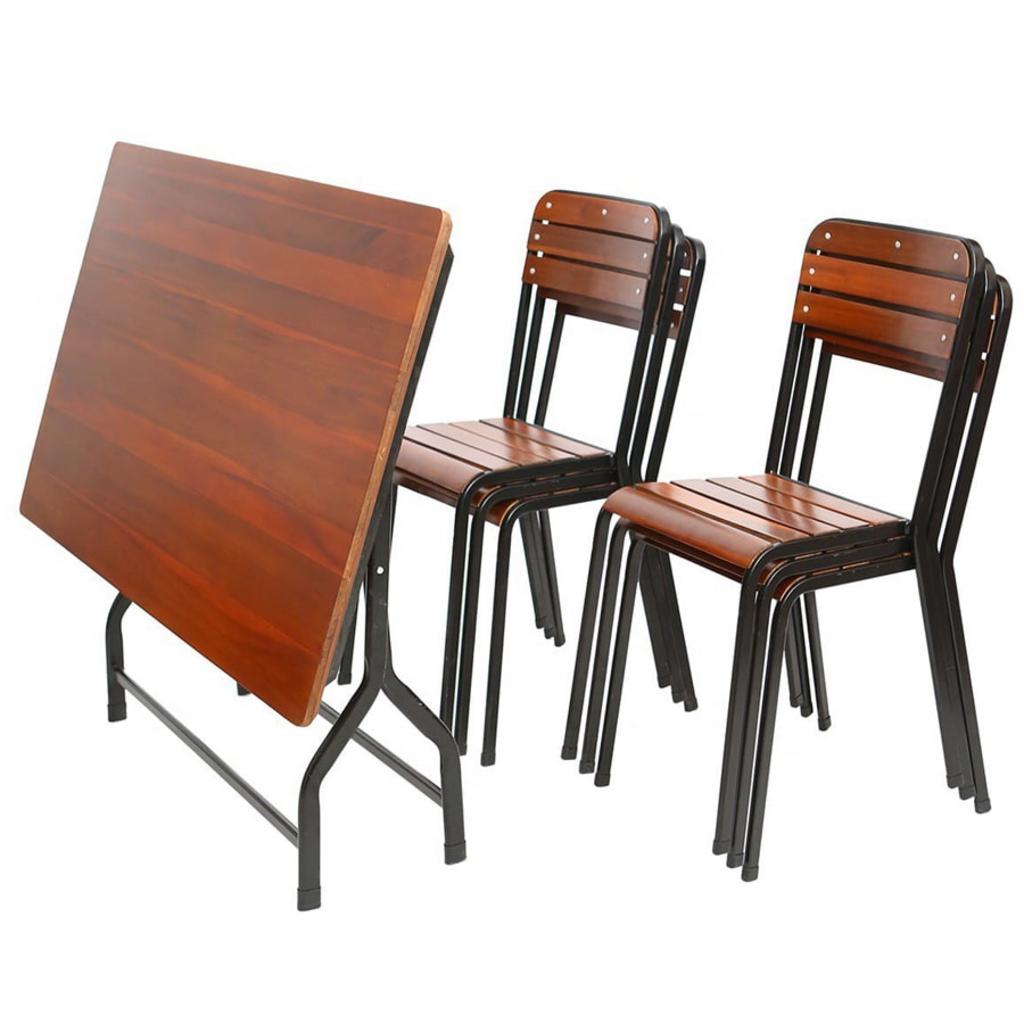Hình ảnh tổng thể bộ bàn ghế Fansipan quán ăn mini 01 nổi bật với thiết kế nhỏ gọn và hiện đại.