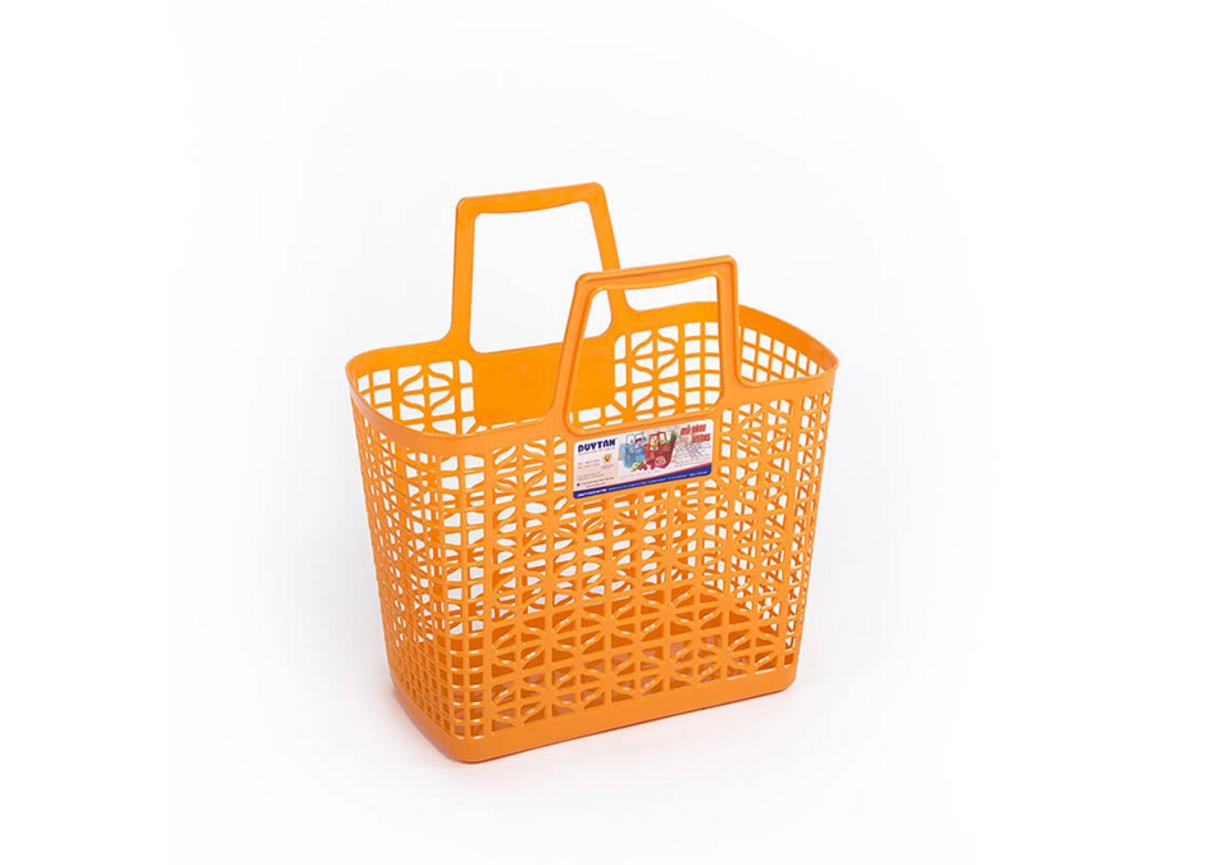 Giỏ vuông nhỏ No.G006 (36x21x39 cm) — gọn, bền và tươi sáng, phù hợp cho đi chợ và lưu trữ gia đình.
