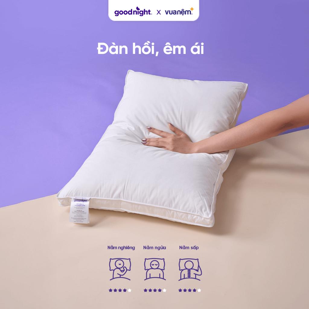 Minh họa cấu trúc 3 lớp: microfiber – lõi lông vịt trắng – microfiber.