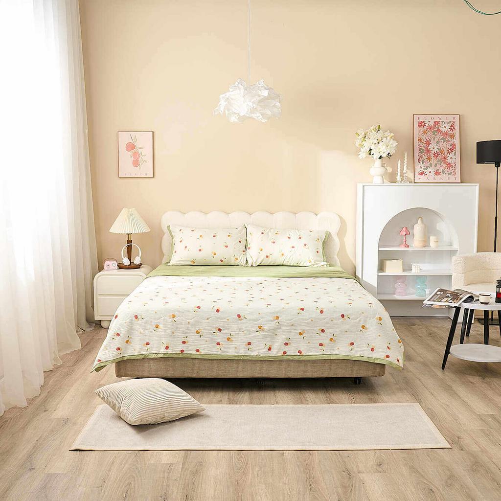 Macro vải tre Goodnight Bamboo: sợi mảnh, mềm mại và thoáng khí.