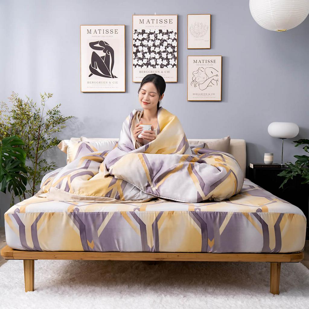 Bộ ga chun Lụa tencel cao cấp Amando Bliss 4 chi tiết mã TC007