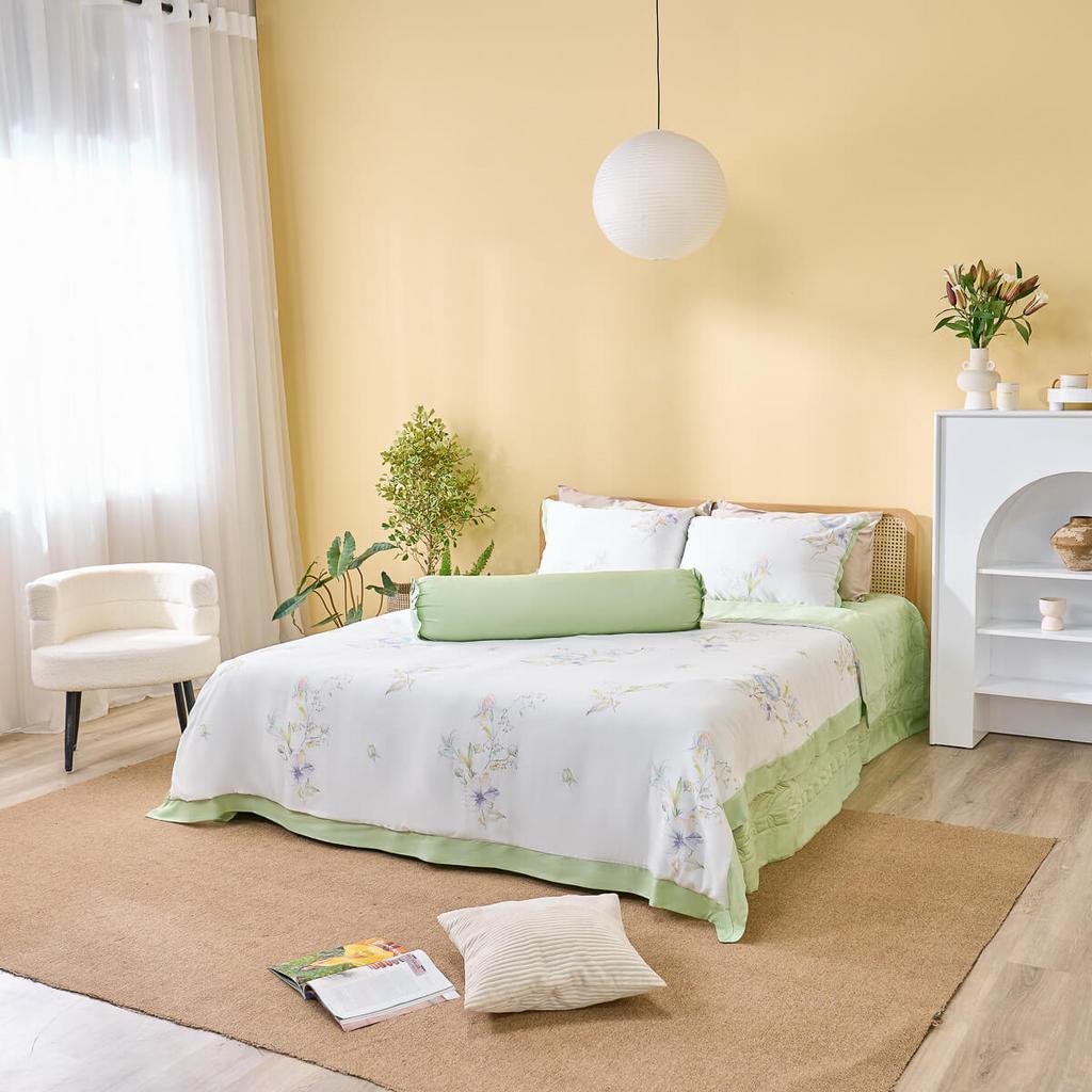 Bộ chăn ga phủ sợi gỗ thiên nhiên Amando Jamila 5 chi tiết LC007