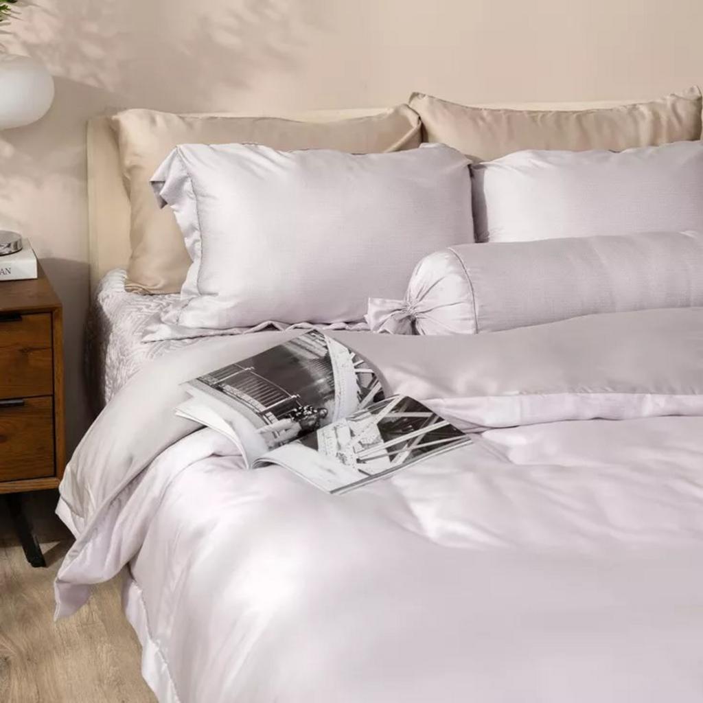Bộ chăn ga chun chần lụa tencel cao cấp Amando Élan 5 chi tiết màu xám