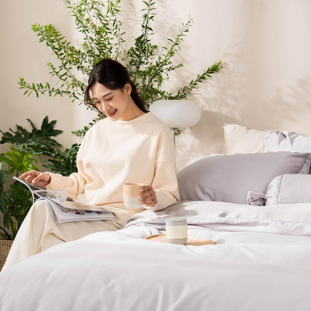 Bộ chăn ga phủ chần lụa tencel cao cấp Amando Élan 5 chi tiết màu xám