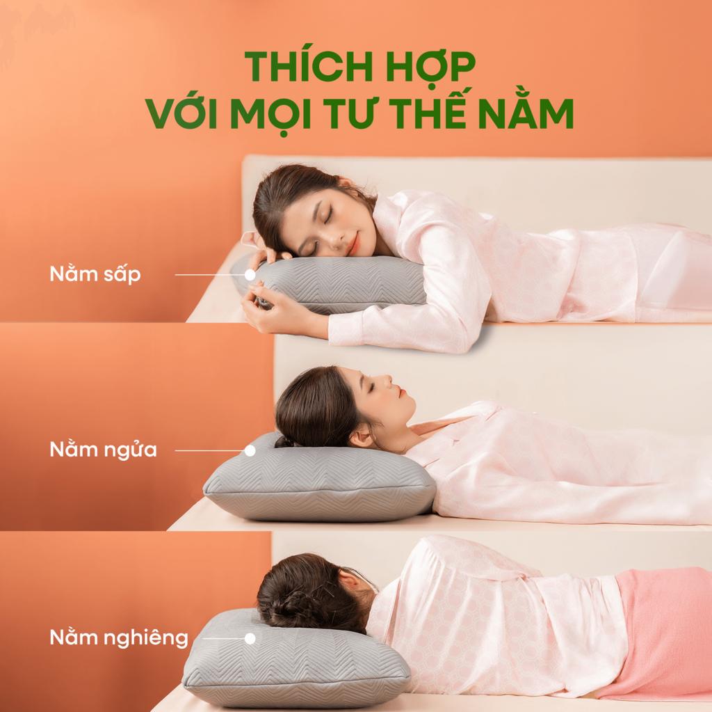Gummi Ovalux — Thiết kế oval ôm sát đầu, cổ và vai; 100% cao su thiên nhiên, thoáng khí.