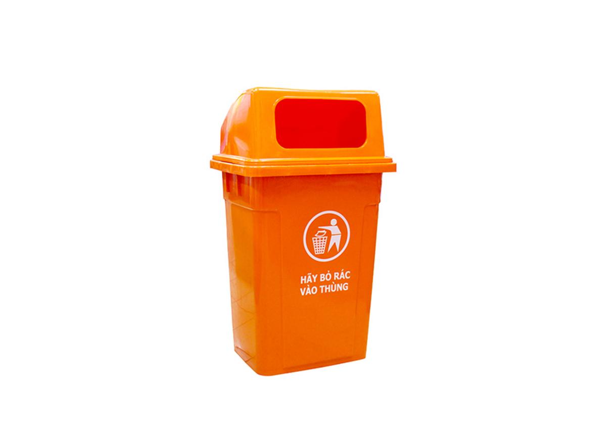 Thùng rác 90L nắp hở (No.TR503H) trong môi trường thực tế: siêu thị & khu công cộng.