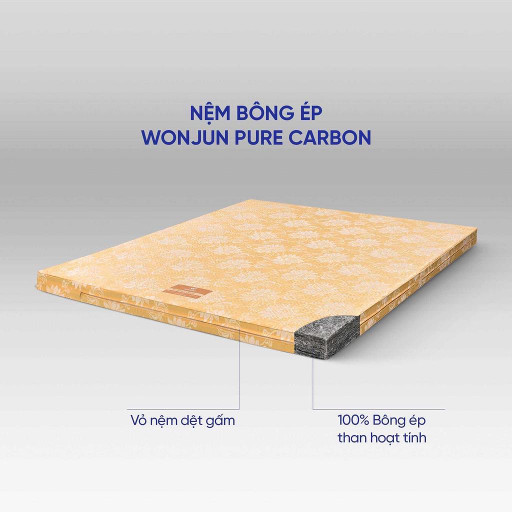Nệm bông ép Wonjun Pure Carbon 10cm gấp 2 — gọn, sạch và nâng đỡ thoải mái.