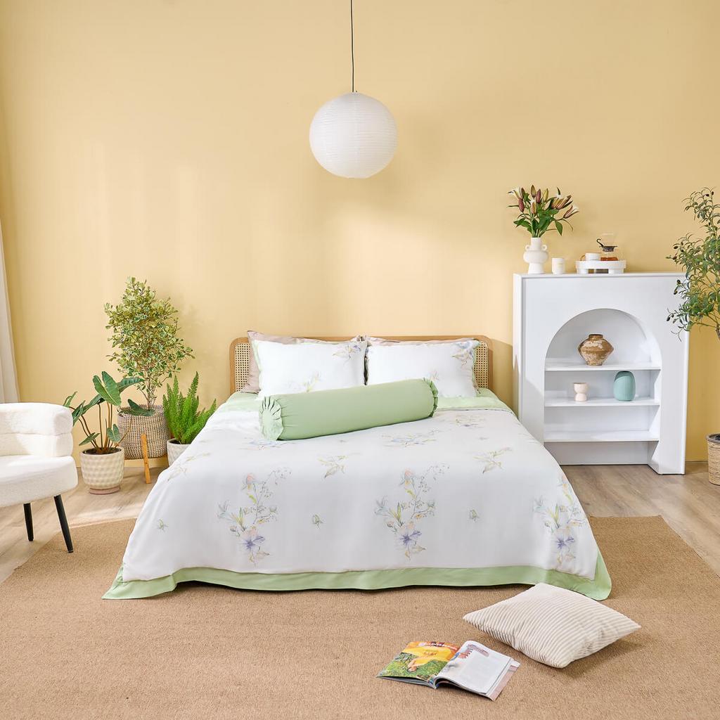 Bộ chăn ga phủ sợi gỗ thiên nhiên Amando Jamila 5 chi tiết LC007
