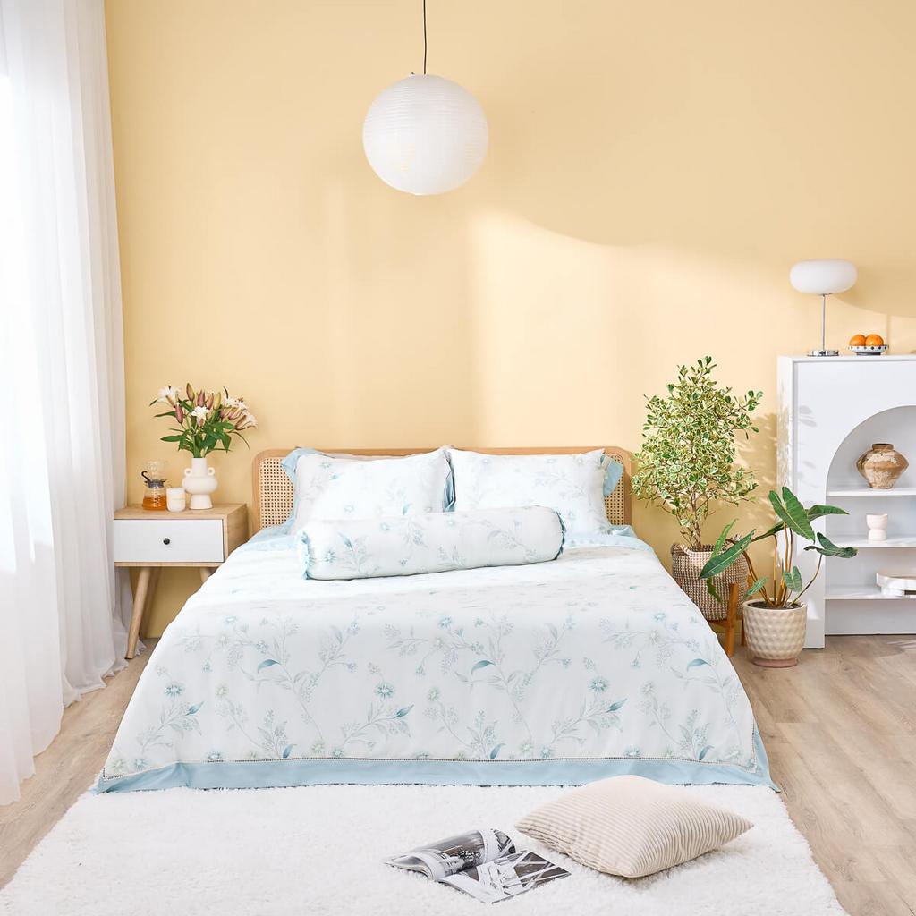 Bộ chăn ga chun sợi gỗ thiên nhiên Amando Jamila 5 chi tiết LC011
