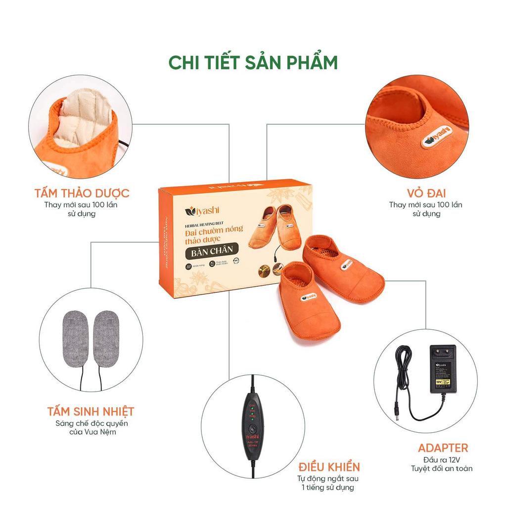 Tấm thảo dược Iyashi với hỗn hợp ngải cứu, gừng, nghệ và tinh dầu giúp thư giãn và giảm đau.