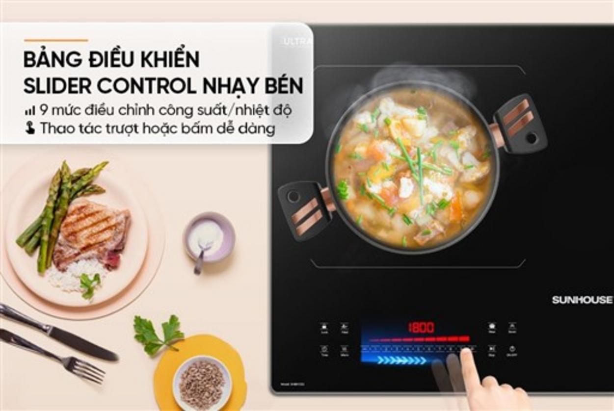 BẾP ĐÔI ĐIỆN TỪ SUNHOUSE SHB81022 - thiết kế âm tủ, mặt kính Ultra Vitro Ceramic dày 4.0mm.