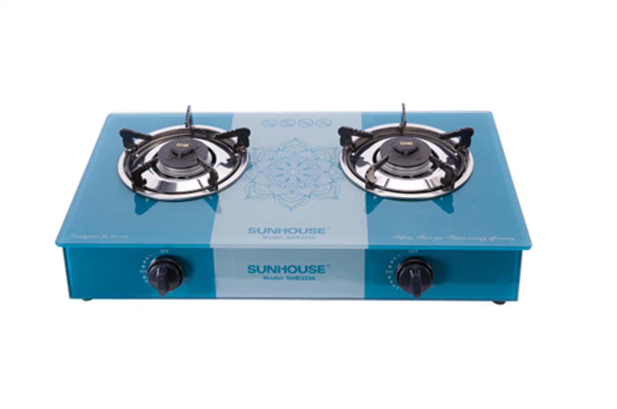 BẾP GAS DƯƠNG KÍNH SUNHOUSE SHB3336 — bếp đôi sang trọng, dễ vệ sinh và tiết kiệm gas.