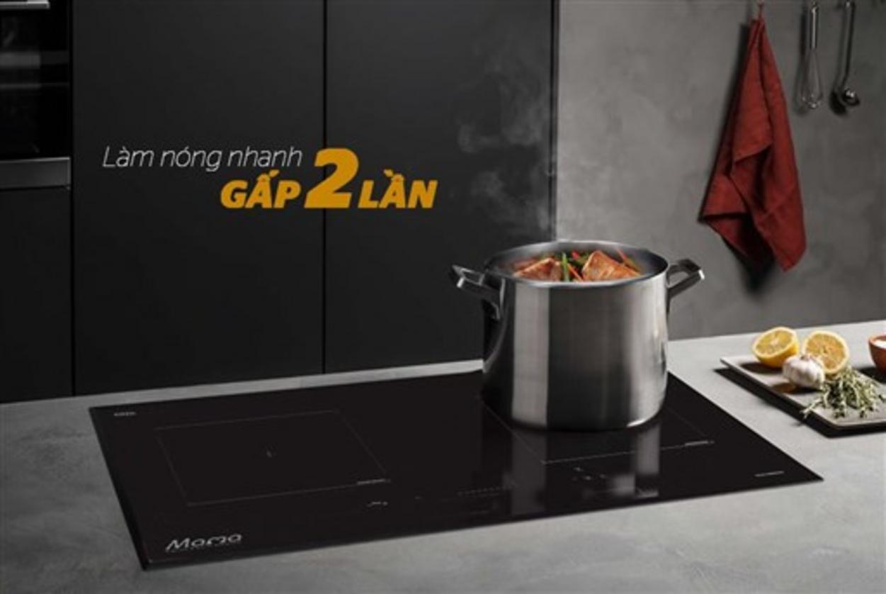 2000W + 1800W với Booster — nấu nhanh, linh hoạt.