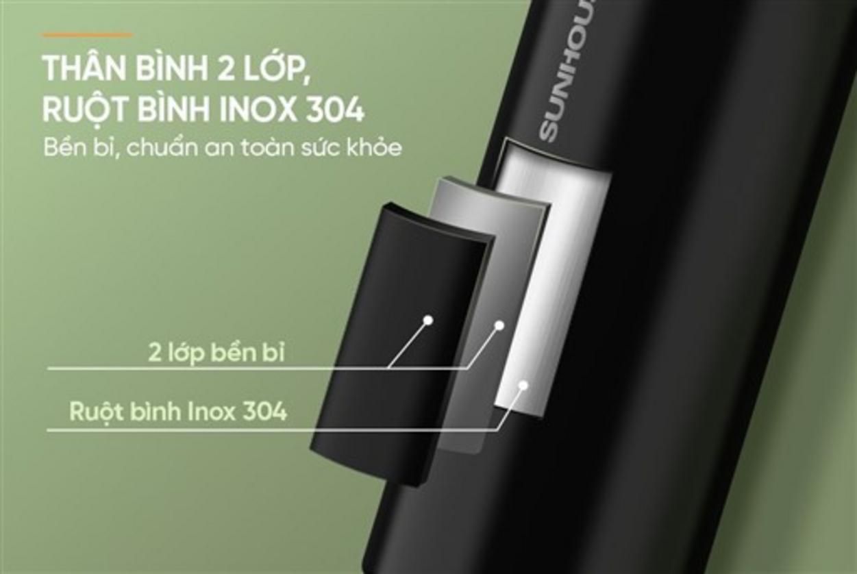 Bình giữ nhiệt Refined 600ml — thiết kế gọn nhẹ, giữ nhiệt lên tới 12 giờ.