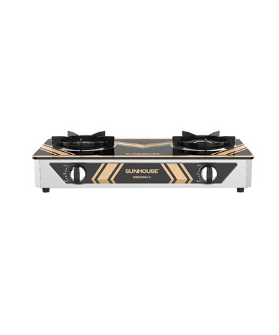 Bếp gas dương kính Sunhouse SHB32062‑V — nấu nhanh, lửa xanh, mặt kính dễ lau chùi.