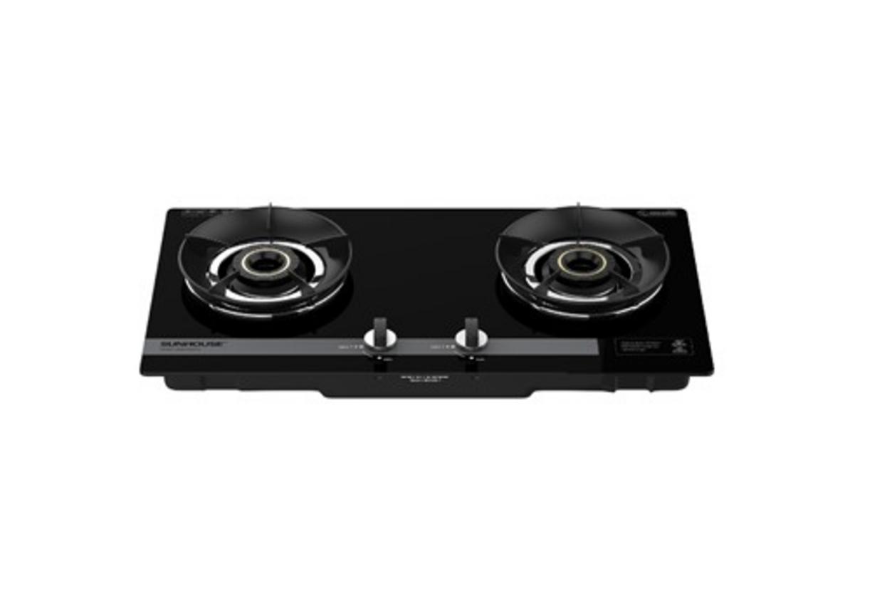BẾP GAS ÂM KÍNH SUNHOUSE SHB61020-V — Mặt kính bóng, 2 vùng nấu, phù hợp lắp âm tủ bếp hiện đại.