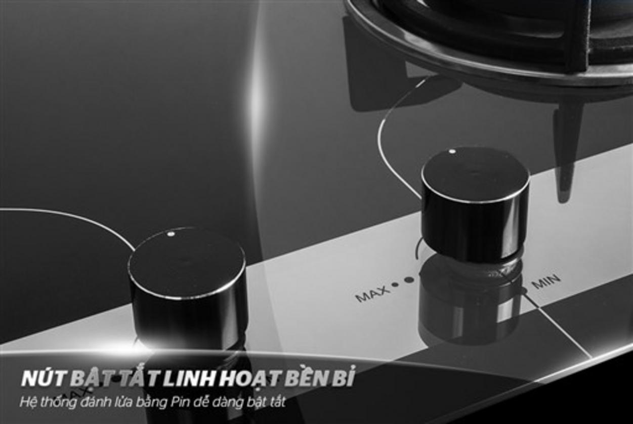Bếp gas âm kính Sunhouse SHB8836 — mặt kính 8mm, 2 lò nấu, thiết kế lắp âm sang trọng.