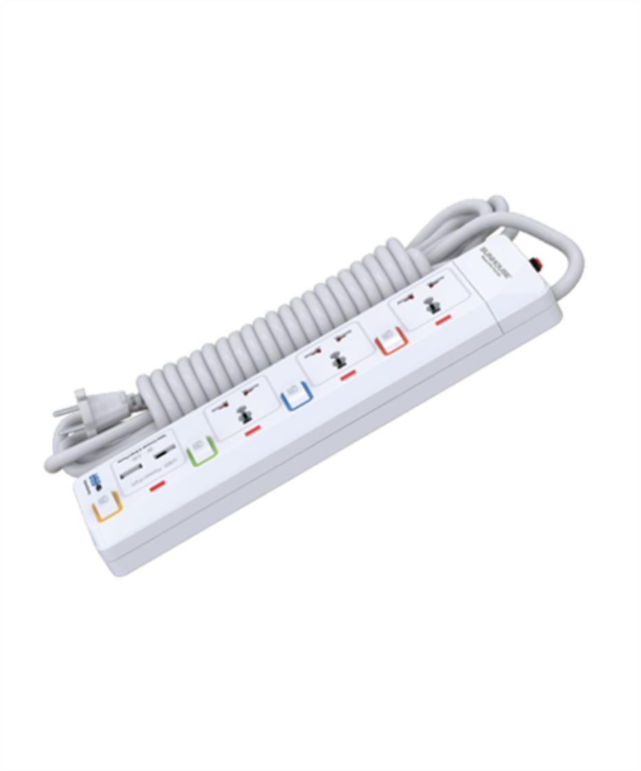 Ổ CẮM ĐIỆN SUNHOUSE SHE-OC2-3RU — an toàn cho gia đình, 3 ổ + 2 USB, dây 2.5m.