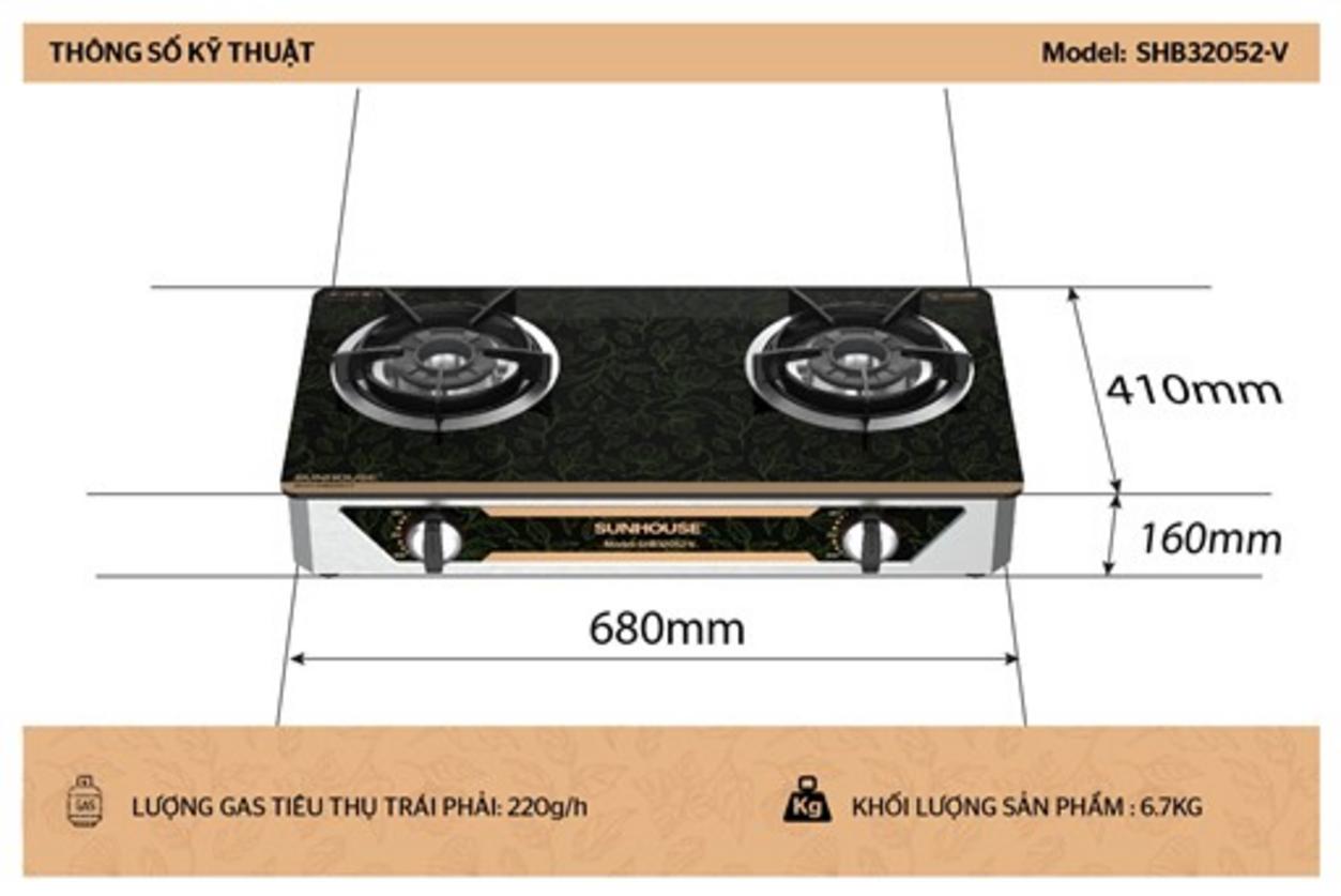 Mặt kính cường lực chịu nhiệt — lau sạch dễ dàng, sang trọng.