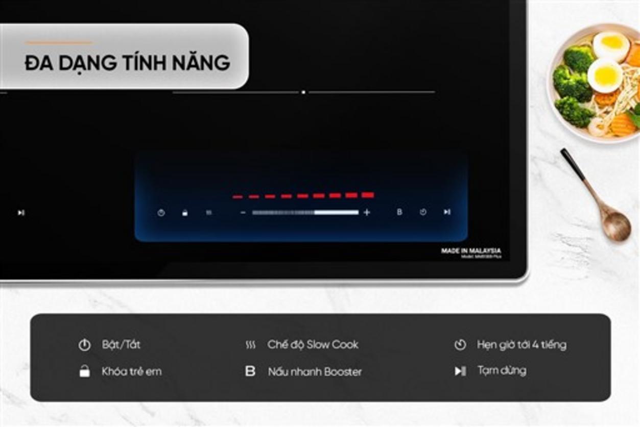 Slider control 9 mức & Slow Cook — chỉnh nhiệt chính xác.