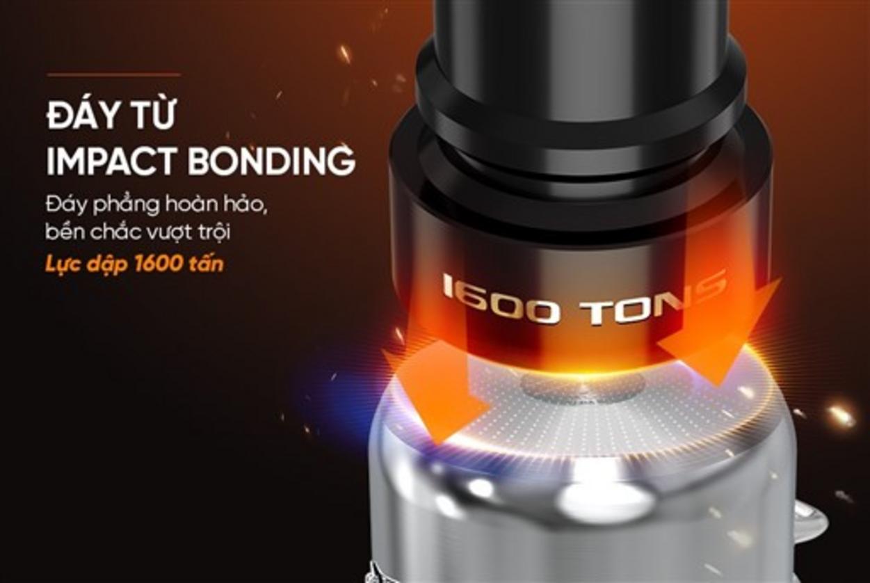 Vung kính cường lực viền inox và quai chống nóng — an toàn khi sử dụng.