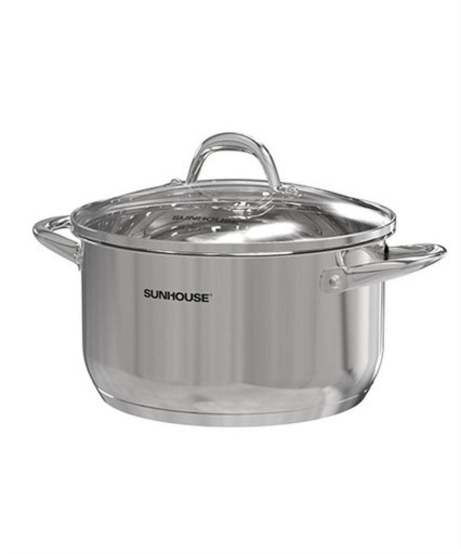 Vung kính cường lực viền inox và quai chống nóng — an toàn khi sử dụng.