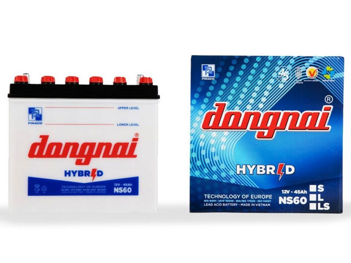 Ảnh thực tế Ắc quy Hybrid Đồng Nai NS60 kèm mắt thần và nhãn PINACO.