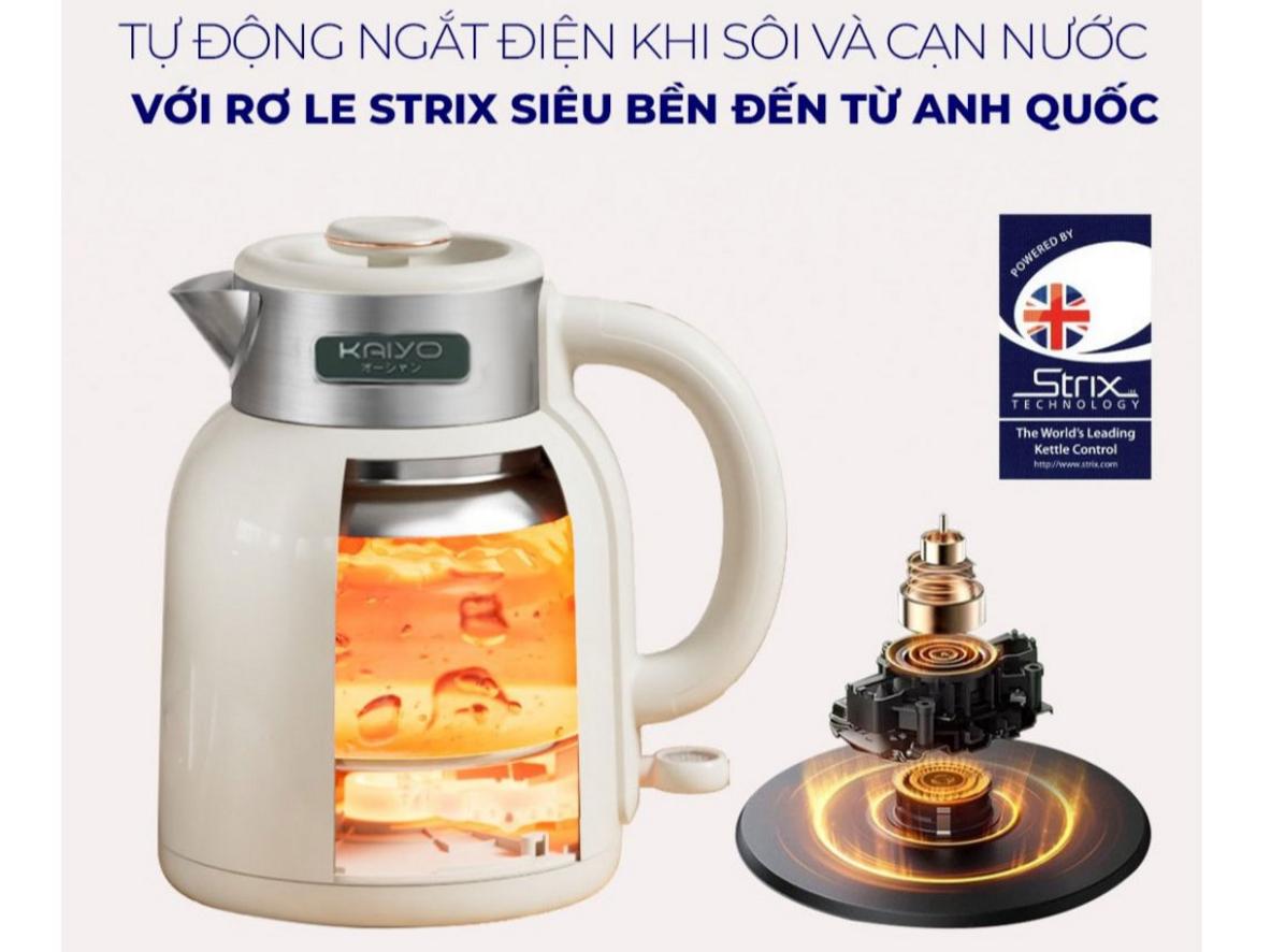 Tổng quan Ấm siêu tốc 2 lớp Cool touch Kaiyo KEK-0573/KEK-0566 1.5 lít