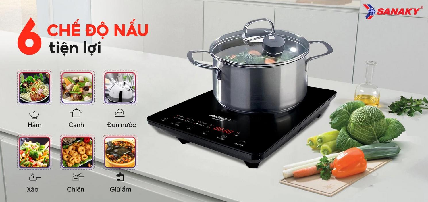 Hero image: Bếp Từ đơn Sanaky VH-3101HY trên kệ bếp.