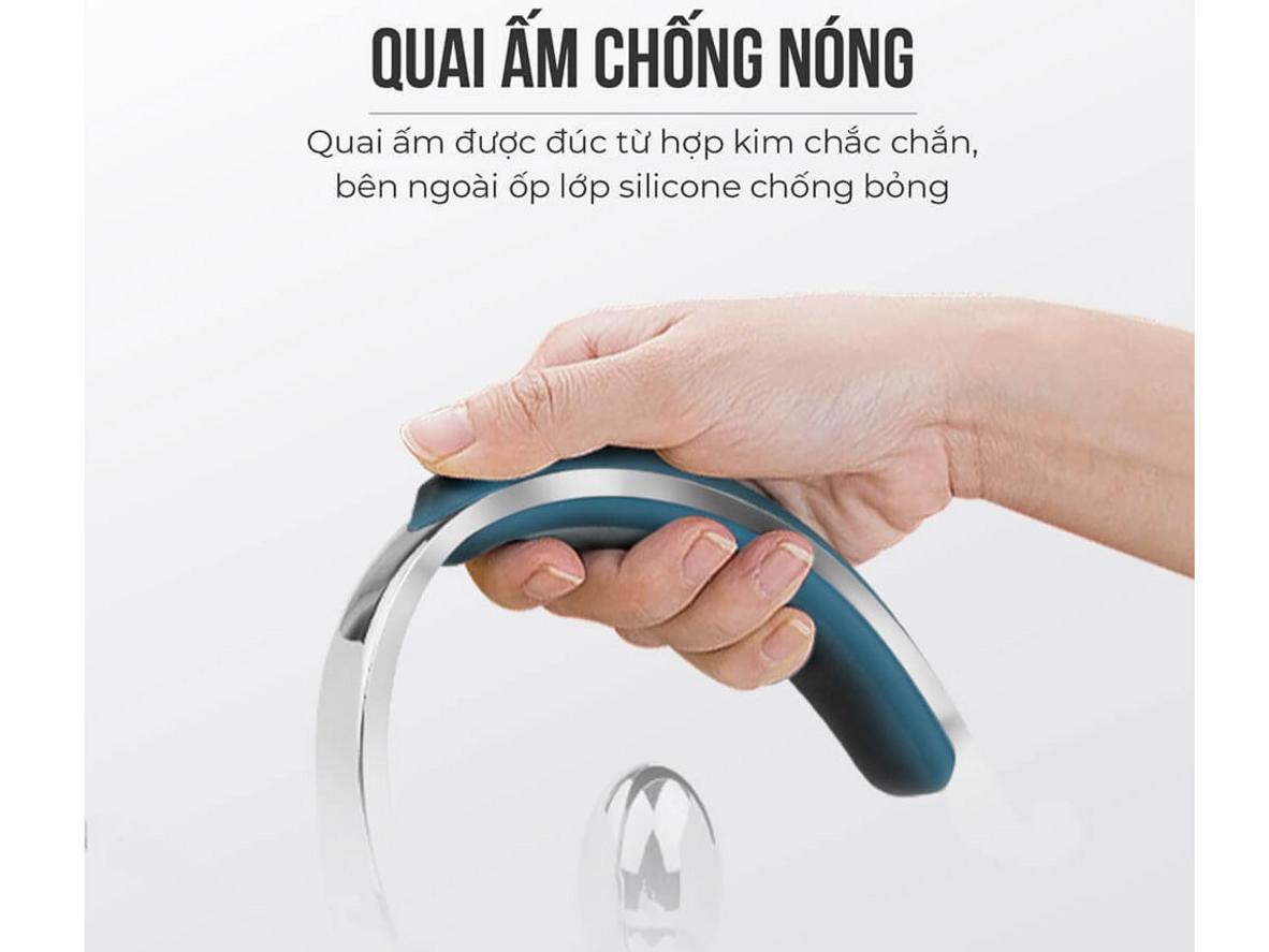 Còi báo & tay cầm silicone — an toàn khi sử dụng.