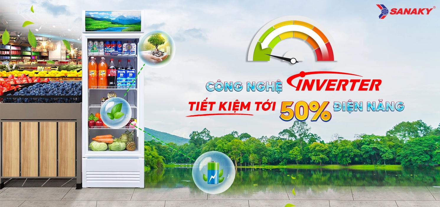 Dàn lạnh đồng và kính Low‑E — trưng bày rõ, làm lạnh nhanh.