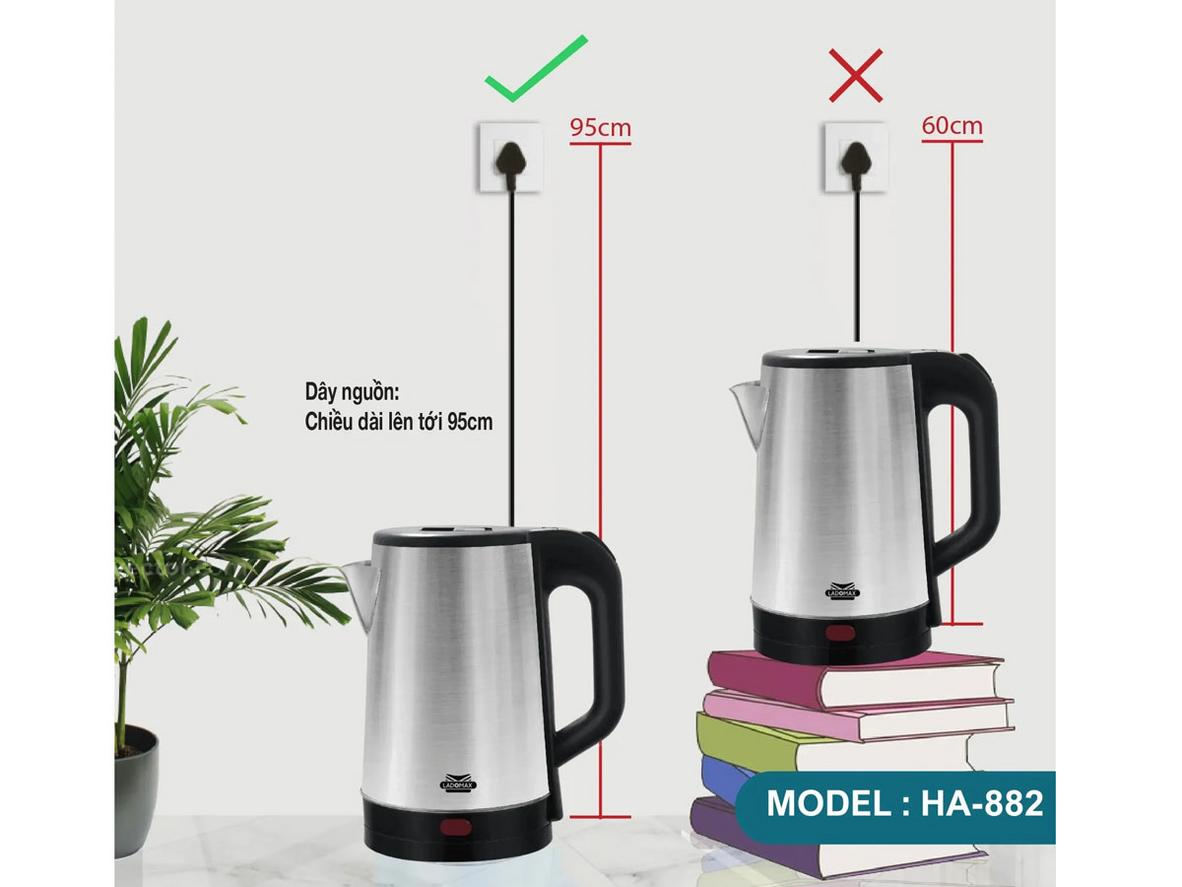 Công suất 1.500W — đun nước sôi nhanh, tiết kiệm thời gian.