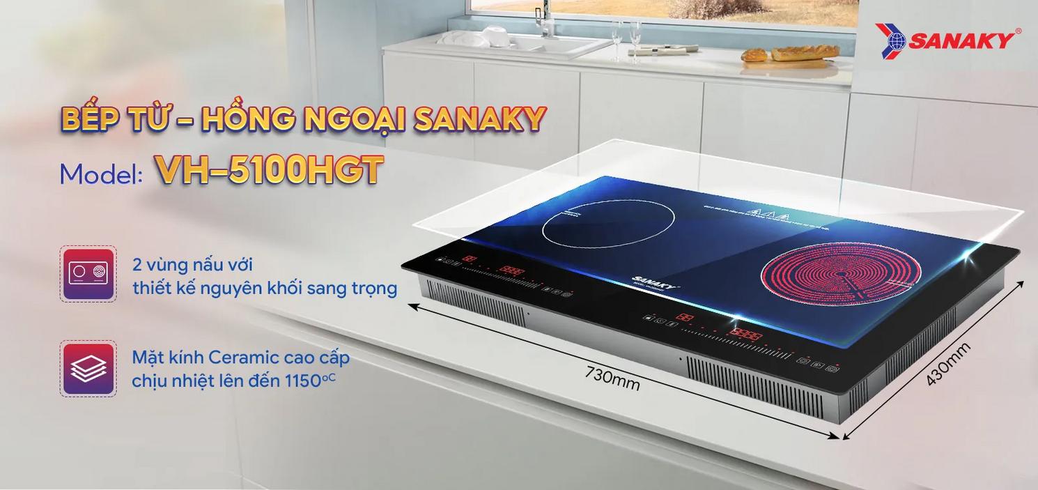 Mặt kính Ceramic & kích thước lắp âm 730 x 430 mm.