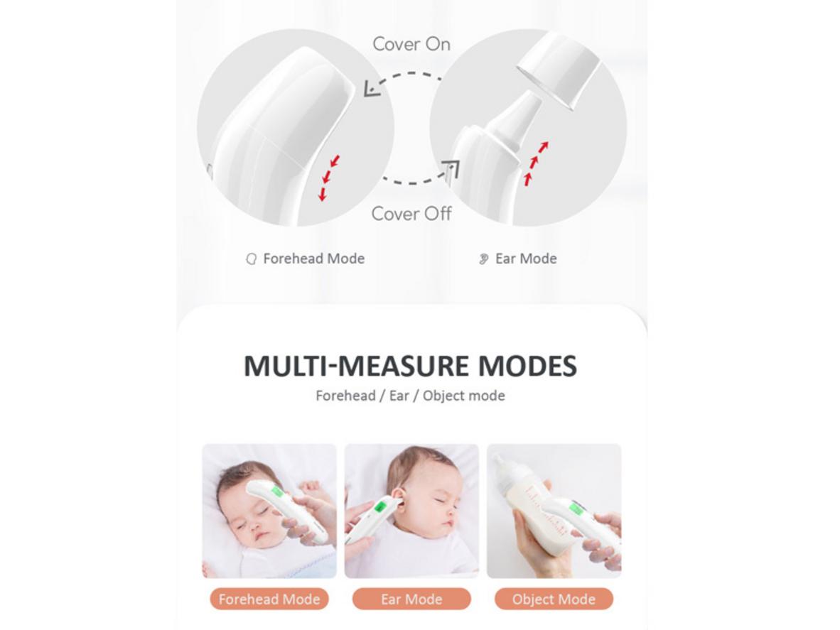 Lưu 20 lần đo và cảnh báo màu/âm thanh để phát hiện sốt nhanh.