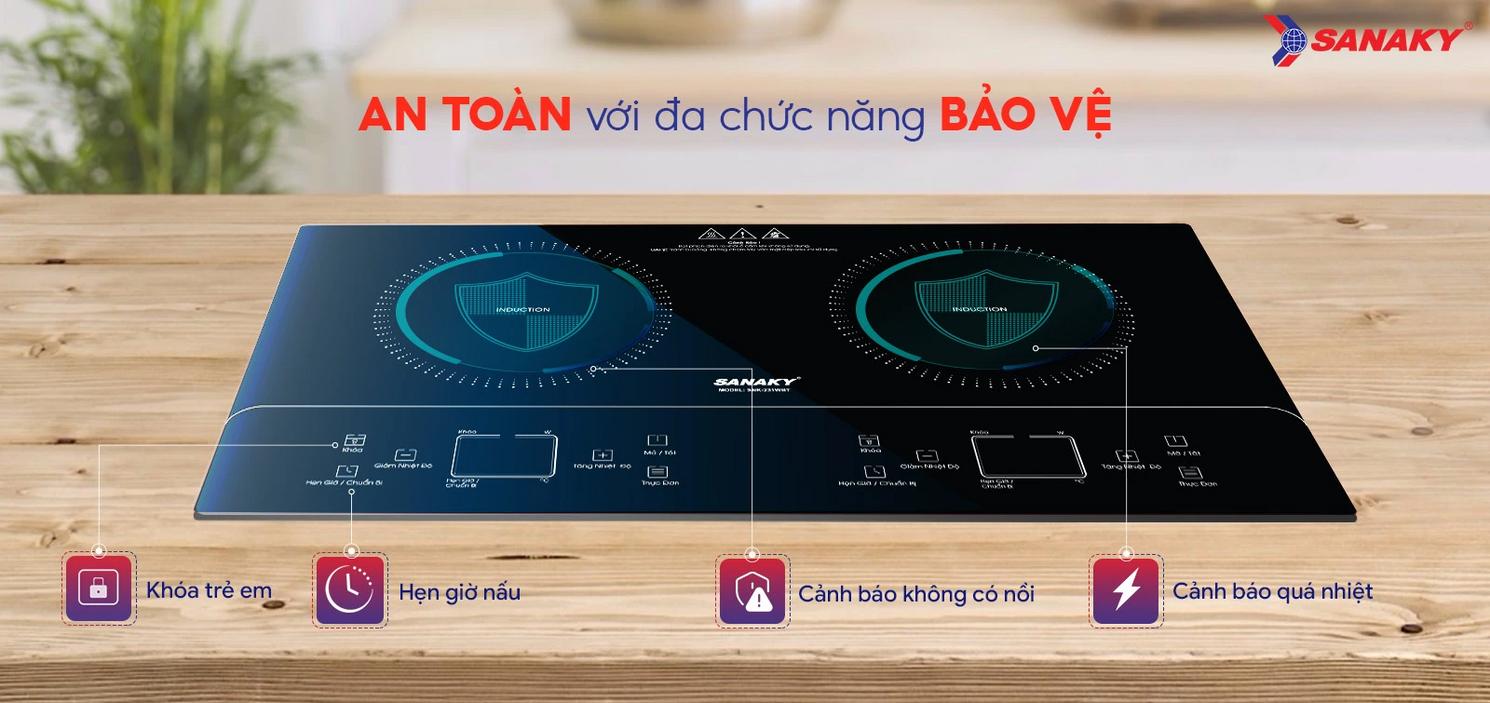 Bếp từ đôi Sanaky SNK-231WBT lắp âm cho bếp gia đình hiện đại.