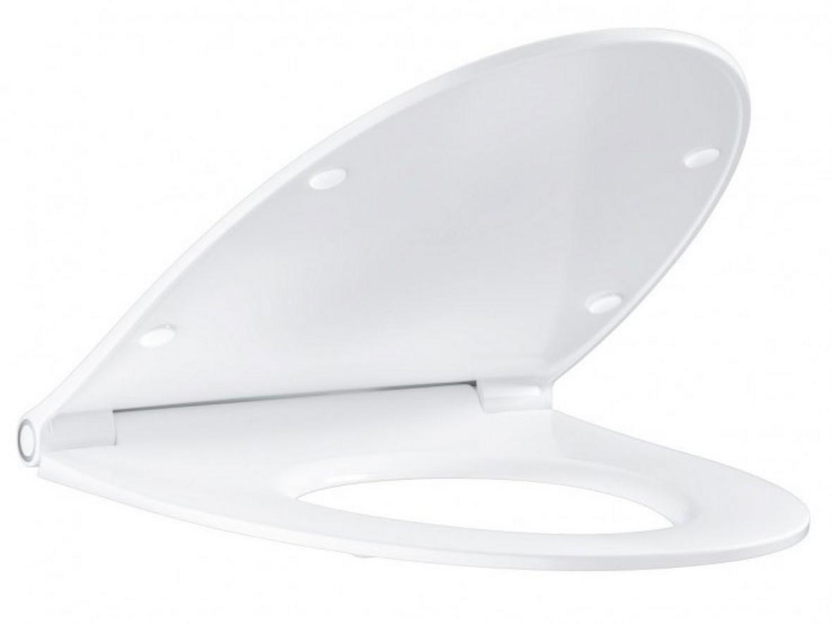 Nắp nhựa Grohe 364900001 - thiết kế trắng Alpine, đóng êm và dễ vệ sinh.