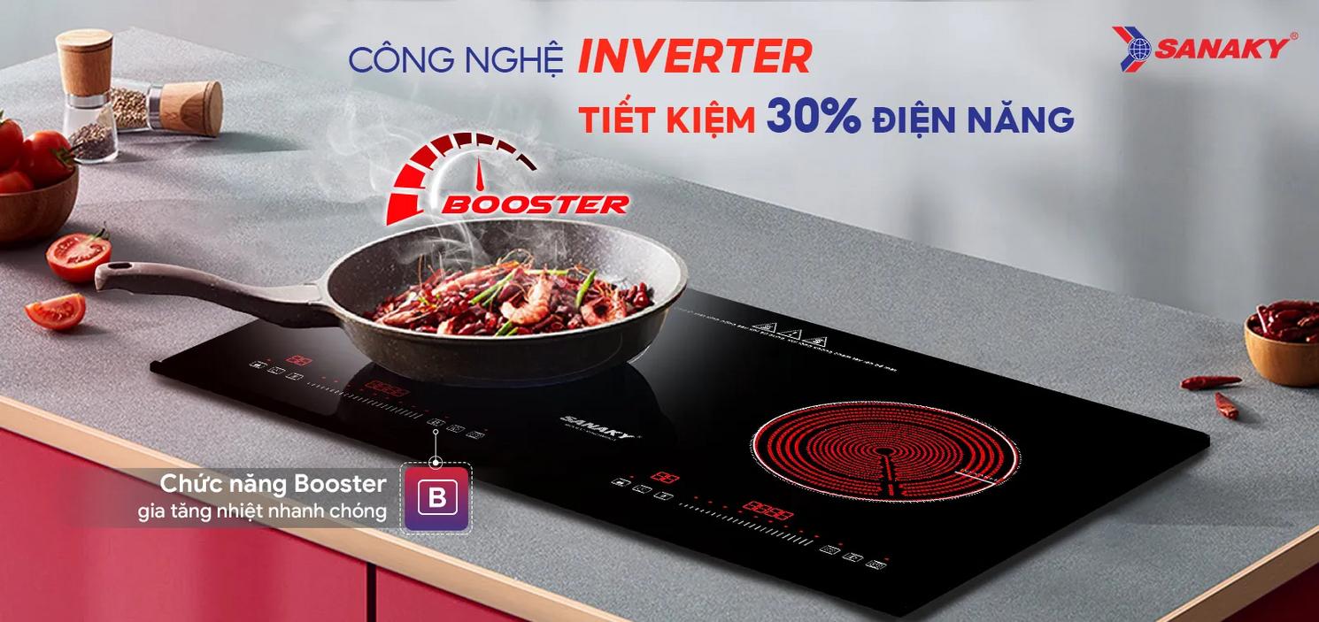 Bếp đôi Sanaky VH-2500HGT: nấu nhanh, bền và dễ vệ sinh.