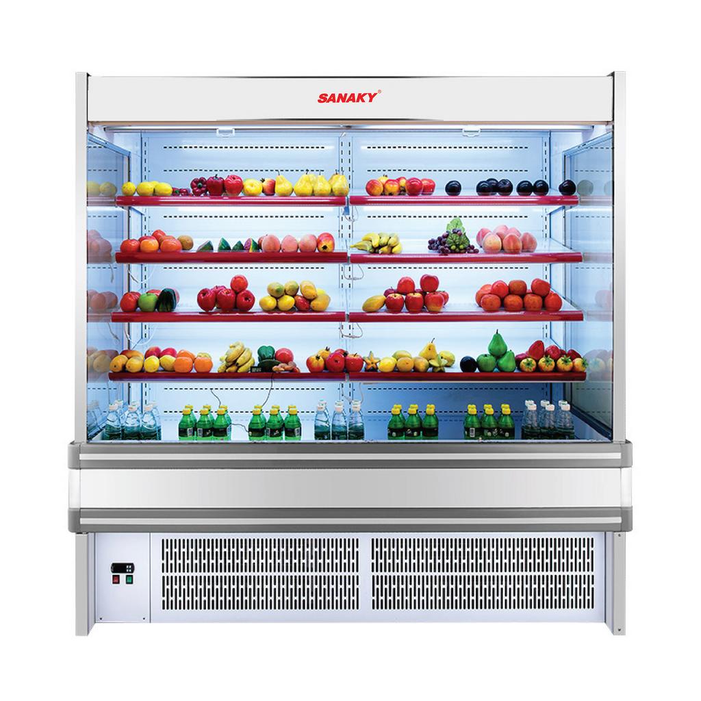 Tủ mát Sanaky VH-30HPS trưng bày sản phẩm tươi ngon và bắt mắt.