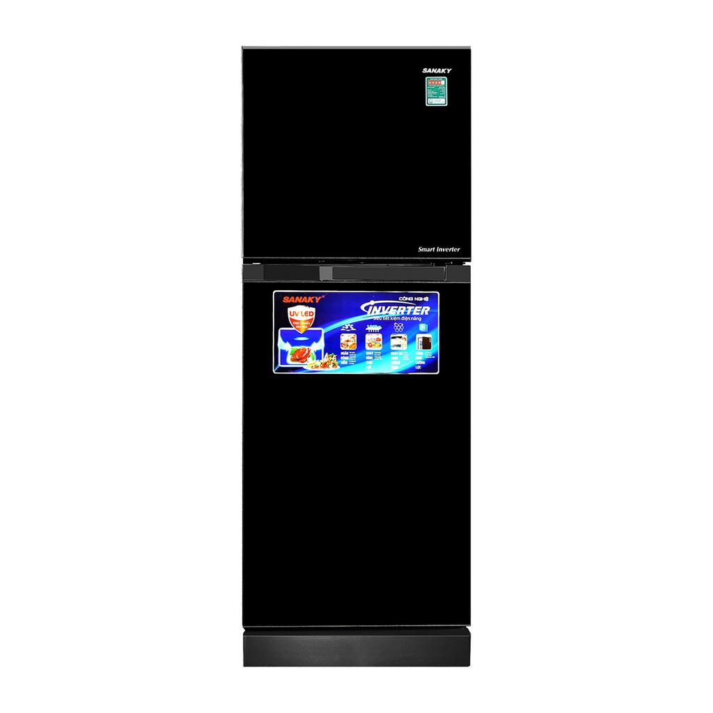 Tủ lạnh Sanaky VH-249KD — Thiết kế kính đen sang trọng, phù hợp căn bếp hiện đại.