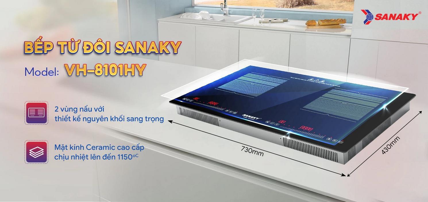 Mặt kính Ceramic chịu nhiệt, chống trầy và dễ vệ sinh.