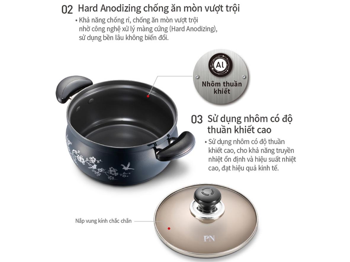 Thân nhôm 2.5mm dẫn nhiệt nhanh, chín đều