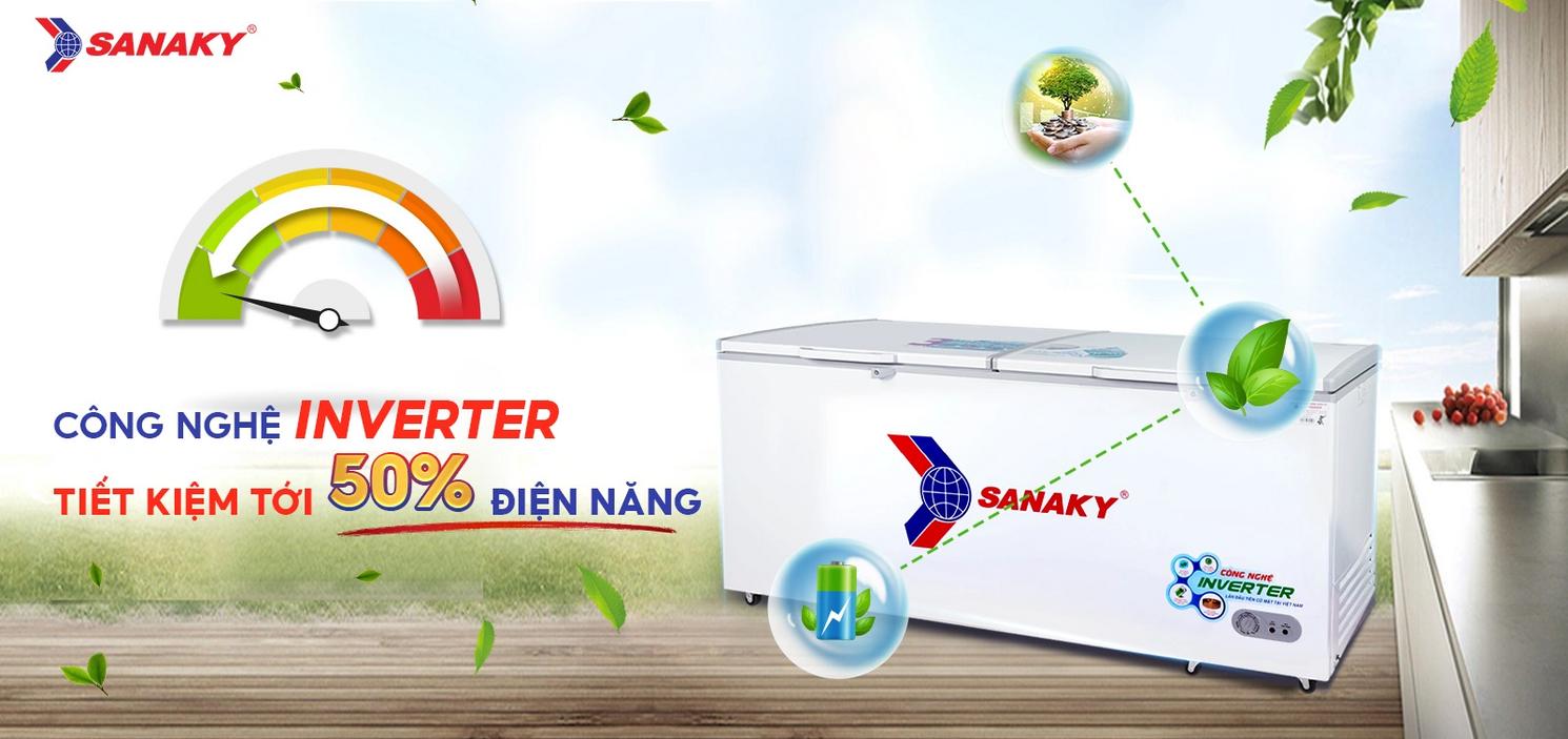 Smart Inverter giúp ổn định công suất và tiết kiệm điện năng cho tủ đông Sanaky VH-8699HY3.