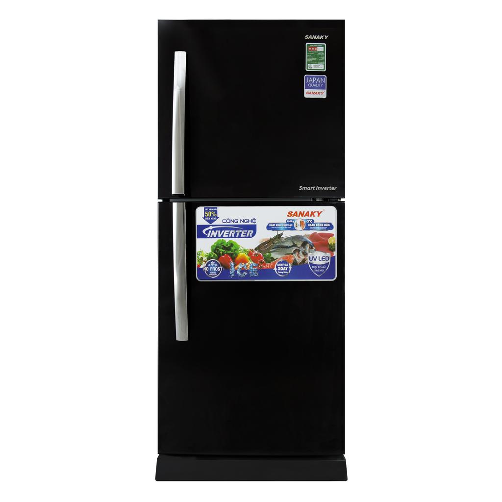 Tủ lạnh Sanaky VH-199HPD — thiết kế đen bóng, gọn gàng cho bếp hiện đại.