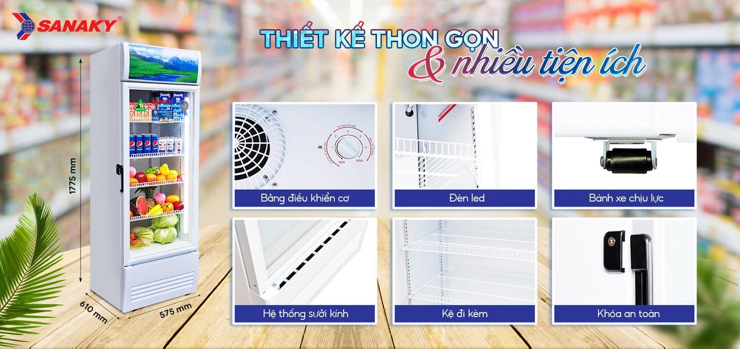Dàn lạnh nhôm và bố trí kệ bên trong tủ.
