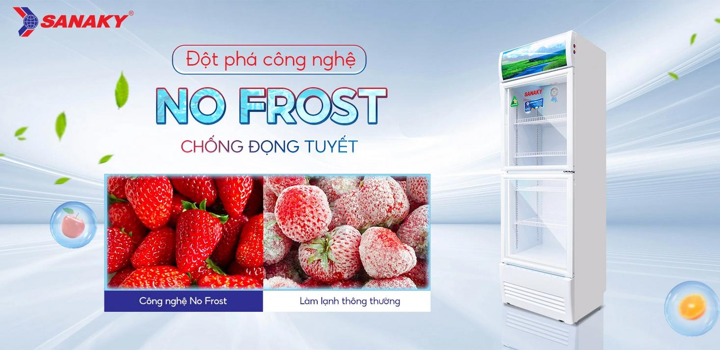 Tủ mát 400L Sanaky VH-4588KW — trưng bày rõ nét, không cần xả tuyết.
