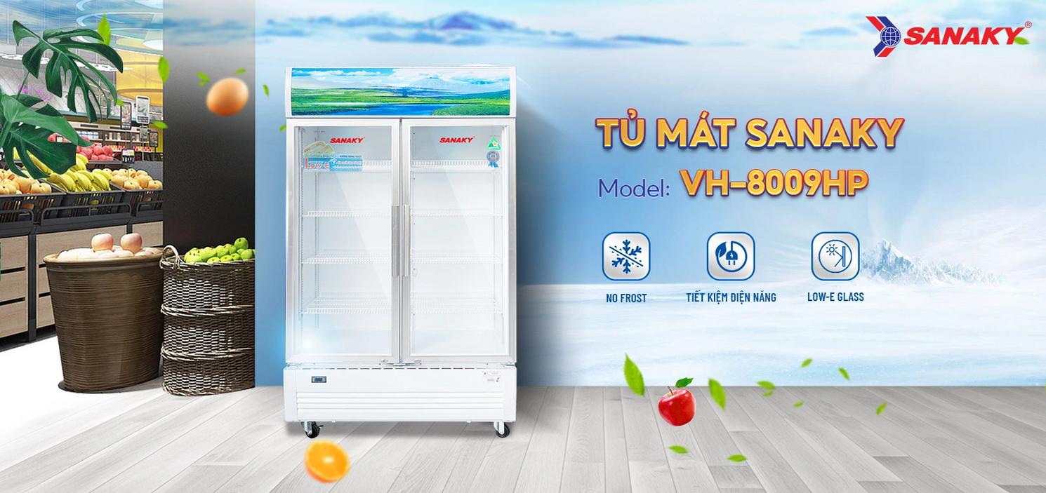 Tủ Mát Sanaky VH-8009HP: trưng bày rõ nét, hút khách ngay từ cái nhìn đầu tiên.