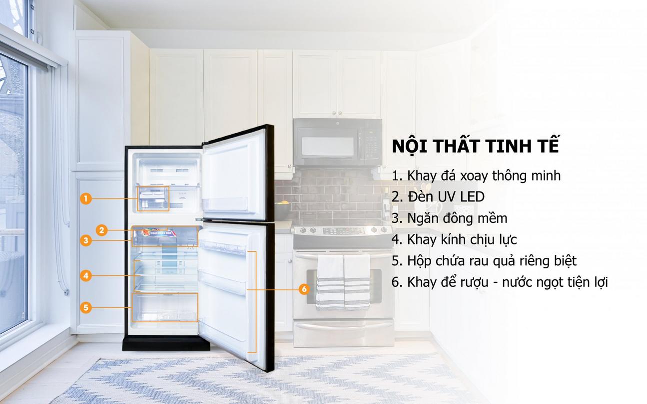 Đèn UV-LED giúp diệt khuẩn và khử mùi hiệu quả.