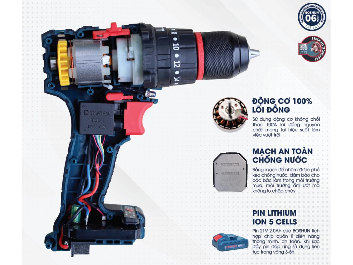 Autolock 10mm, đèn LED và móc gài kim loại - tiện lợi trên công trình.